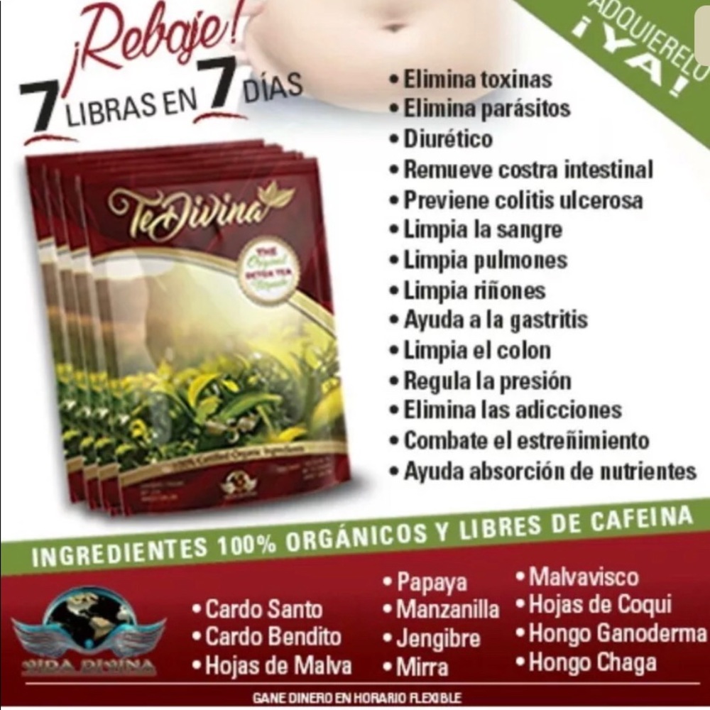 Te Divina.  1 paquetito x $20 oh 6 paquetes x $84